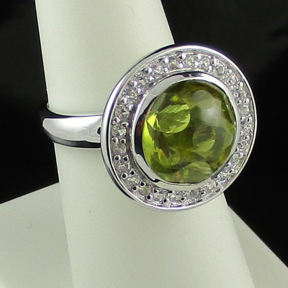 7.3ct Apple Quartz & White Topaz Round Ring - Picture 7 of 8